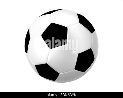 Silhouette des Fußballs auf weißem Hintergrund Stockfoto