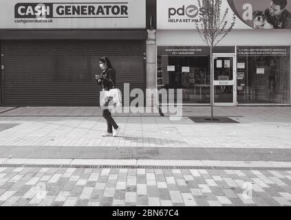 eastbourne Lockdown Shopping, isoliert, trostlos, covid 19, Corona-Virus Stockfoto