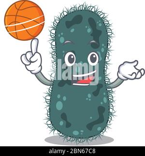 Sportliche Cartoon Maskottchen Design von Thermotogae mit Basketball Stock Vektor