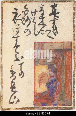 Japan: 'E-Karuta' (Spielkarte), Aquarell von Shigeru Aoki, 1904, Kawamura Art Museum, Sakura. Shigeru Aoki (1882-1911) war ein japanischer PA Stockfoto