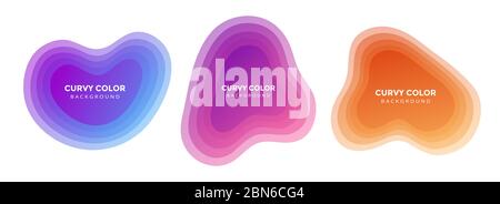 3 moderne flüssige abstrakte Blur Blob Set. Stock Vektor