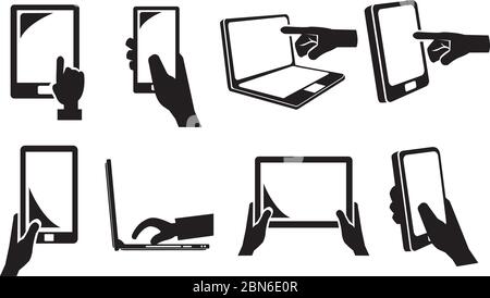 Vektordarstellung verschiedener Touchscreen-Computer und Tablets Stock Vektor