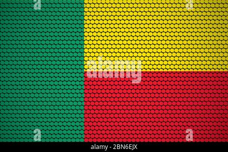 Abstrakte Flagge von Benin aus Kreisen. Beninese Flagge mit farbigen Punkten, die ihm einen modernen und futuristischen abstrakten Look. Stock Vektor