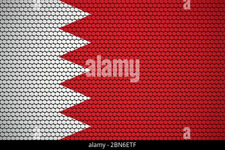 Abstrakte Flagge von Bahrain aus Kreisen. Bahraini Flagge mit farbigen Punkten verleiht ihm einen modernen und futuristischen abstrakten Look. Stock Vektor