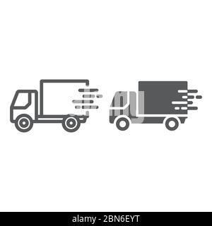 Schnelle Lieferung Lieferlinie und Glyphe Symbol, Logistik und Lieferung, LKW Zeichen Vektor-Grafiken, ein lineares Symbol auf weißem Hintergrund, eps 10. Stock Vektor