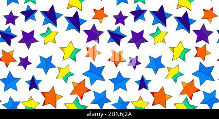Farbige Sterne - nahtlose Muster. Lustige Cartoon-Stars. Stock Vektor