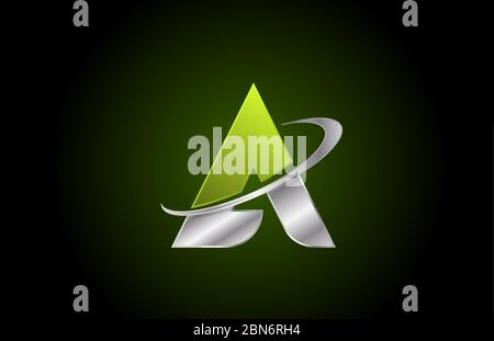 Ein grünes metallisches Alphabet Buchstaben-Logo-Symbol für Unternehmen und Unternehmen mit grauem Swoosh-Design Stock Vektor