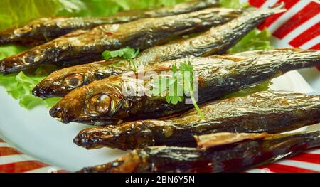 Gegrillte Sardinen, italienisch-amerikanische Fischtradition für Heiligabend Stockfoto