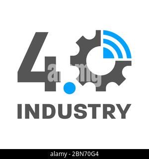 Industrie 4.0, IoT, Smart Factory Konzept Logo. Vektorgrafik Stock Vektor