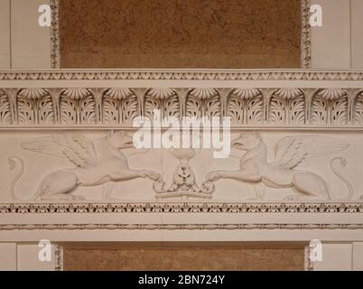 Fragment der Mauer bei der Burg Lubomirski in Lancut. Polen Stockfoto