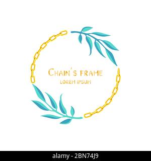 Blumen Blätter und Kette rund Rahmen Kranz. Nahtlose Kranz kreisförmige Form. Kranz floral Design, Textrahmen. vektor-Illustration isoliert auf einem Stock Vektor