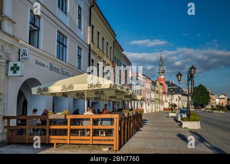 Namesti Miru (Friedensplatz) in Svitavy, Mähren, Tschechische Republik, Mitteleuropa Stockfoto