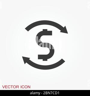 Symbol für Übertragungsvektor. Geldsymbol auf Hintergrund isoliert. Stock Vektor