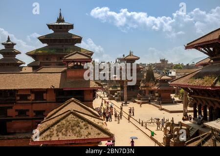 Patan ist eine alte Stadt im Kathmandu Tal, Nepal. Blick auf den Durbar Square Stockfoto