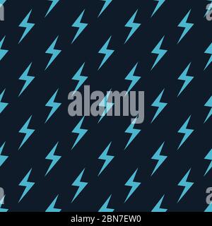 Blaue Blitze auf dunkelblauem Hintergrund. Nahtlose Muster Vektor-Illustration. Stock Vektor