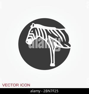 Zebra-Symbol auf weißem Hintergrund isoliert, Tierzoo Stock Vektor