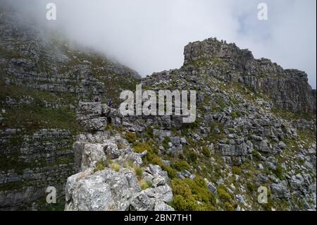 Devils Peak im Table Mountain National Park, Kapstadt, Südafrika bietet urbane Wanderwege wie diese Route über Mowbray Ridge bis Devil's Peak. Stockfoto