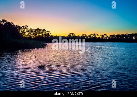 Beach Cabana's bei Sonnenuntergang in Orlando, Florida Stockfoto