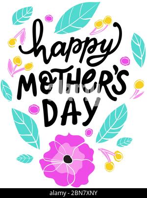 Happy Mothers Tag Vektor handgeschriebene Beschriftung Stock Vektor