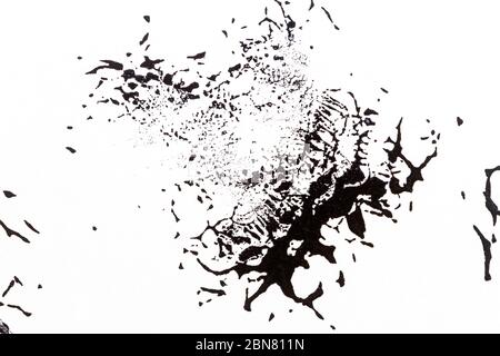 Schwarz und Weiß von Hand bemalt Acryl Hintergrund. Grunge acryl Textur mit gemalten Punkten und Strichen. Stockfoto