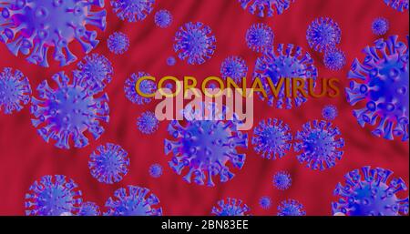 3D-Rendering mikroskopische Ansicht des respiratorischen Coronavirus 2020, Covid-19. Stockfoto