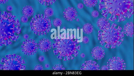 3D-Rendering mikroskopische Ansicht des respiratorischen Coronavirus 2020, Covid-19. Stockfoto