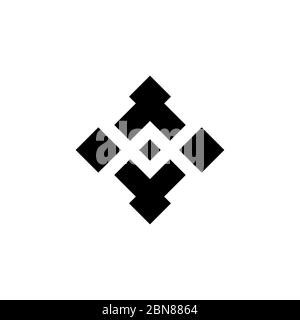 Abstraktes Business-Logo, quadratisches Ornament Design Konzept, isoliert auf weißem Hintergrund. Stock Vektor