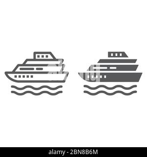 Kreuzfahrtlinie und Glyphe-Symbol, Tourismus und Reisen, Linienzeichen Vektorgrafiken, ein lineares Symbol auf weißem Hintergrund, eps 10. Stock Vektor