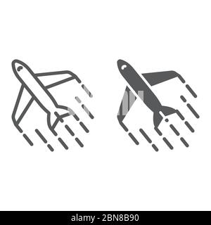 Flugzeug Linie und Glyphe Symbol, Tourismus und Reisen, Flugzeug Zeichen Vektorgrafiken, ein lineares Symbol auf weißem Hintergrund, eps 10. Stock Vektor