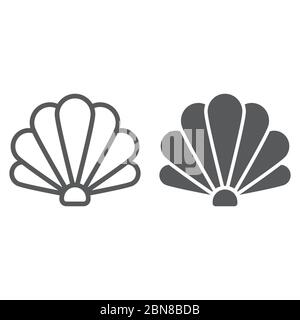 Shell-Linie und Glyph-Symbol, Meer und Strand, Muschelzeichen Vektorgrafiken, ein lineares Symbol auf weißem Hintergrund, eps 10. Stock Vektor