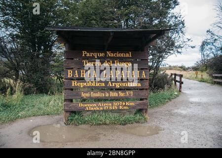 Bahia Lapataia, Ushuaia, Fin del Mundo, Provinz feuerland, Argentinien Stockfoto