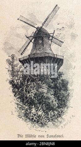 Windmühle Sanssouci, Potsdam, Berlin, Illustration aus 'die Hauptstädte der Welt', Hauptstädte der Welt, Breslau um 1897 Stockfoto