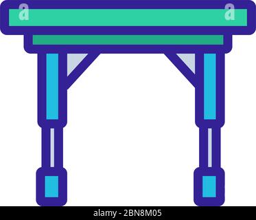 Tragbar auf Rollen Klapptisch Symbol Vektor Umriss Abbildung Stock Vektor