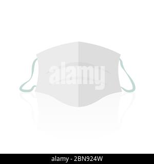 Gesichtsmaske Symbol, weiße medizinische Maske - Abbildung auf weißem Hintergrund. Stockfoto
