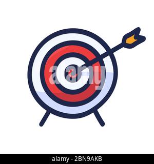 Ziel mit Pfeil handgezeichneten Umriss Doodle Symbol. Cartoon Vektor Illustration Stock Vektor