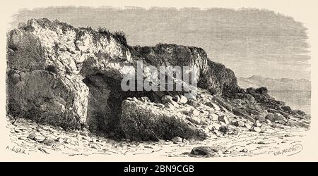 Grabhöhle der Djebel Nekropole. Syrien, Syrien, Arabische Republik. Naher Osten, Alte 19. Jahrhundert Gravur Illustration, Le Tour du Monde 1863 Stockfoto