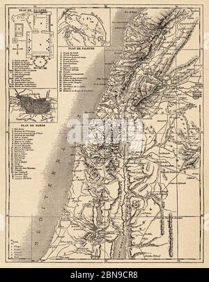 Alte Landkarte von Syrien, Syrien, Arabische Republik. Naher Osten, Alte 19. Jahrhundert Gravur Illustration, Le Tour du Monde 1863 Stockfoto