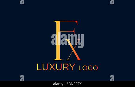 Ursprüngliche Vektorvorlage für das Letter FX Logo. Abstrakter Luxus-Kreis-Buchstabe FX-Logo-Vektor Stock Vektor