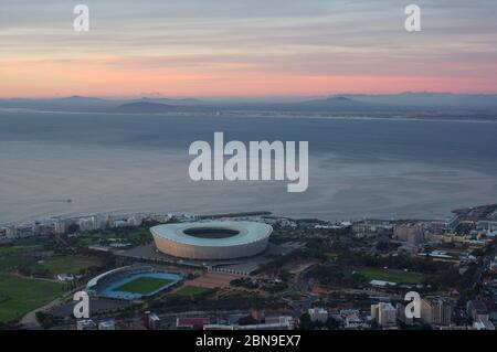 Kapstadt Stadion, vom Tafelberg aus gesehen Stockfoto