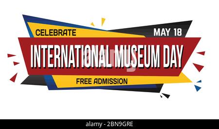 Internationales Museumstag Bannerdesign auf weißem Hintergrund, Vektorgrafik Stock Vektor