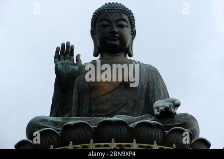 Hong Kong China - Tian Tan Buddha Bronze-Statue von Buddha Shakyamuni Stockfoto