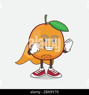 Eine Illustration von Nabel Orange Cartoon Maskottchen Charakter als Super-Held gekleidet Stock Vektor