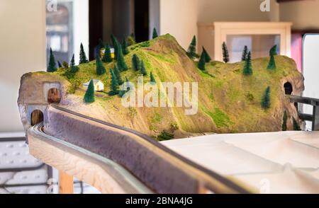 Eisenbahnmodellszene im Eisenbahnmuseum in Merida, Yucatan, Mexiko. Stockfoto