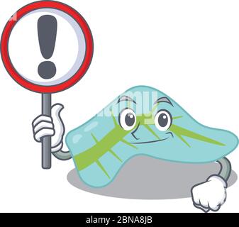 Ein Cartoon-Symbol der Bauchspeicheldrüse mit einem Ausrufezeichen Tafel Stock Vektor