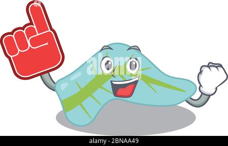 Pankreas in Zeichentrickzeichnung Charakter Design mit Foam Finger Stock Vektor