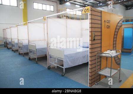 Tunis, Tunesien. Mai 2020. Innenansicht des Krankenhauses bei der Einweihung.das erste Notkrankenhaus für Patienten von Covid-19 in der Sportstadt El-Menzah wurde von Ministern eröffnet. Quelle: SOPA Images Limited/Alamy Live News Stockfoto