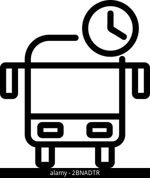 Verbleib Zeit in Bus-Symbol Vektor-Kontur Illustration Stock Vektor