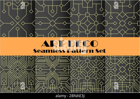 Art Deco nahtlose Muster gesetzt, Luxus geometrische Hintergrund und Tapete, elegante klassische Retro-Ornament, abstrakte goldene freie Vektor Stock Vektor