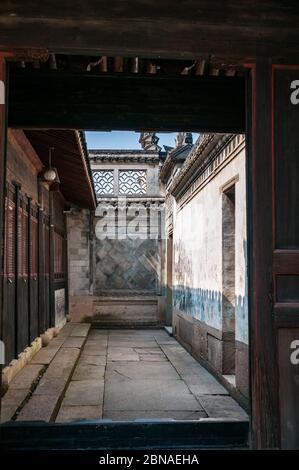 Feng Yu's Residence in Ningbo Cicheng alte Stadt, die Heimat von einer adligen Familie so anzeigen reichen architektonischen Detail Stockfoto