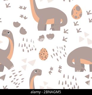 Liebenswert nahtlose Muster mit lustigen Dinosaurier in Cartoon. Ideal für Karten, Einladungen, Party, Banner, Kindergarten, Babydusche, Vorschule und Stock Vektor
